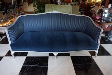 Blue Striped Antique Couch_1